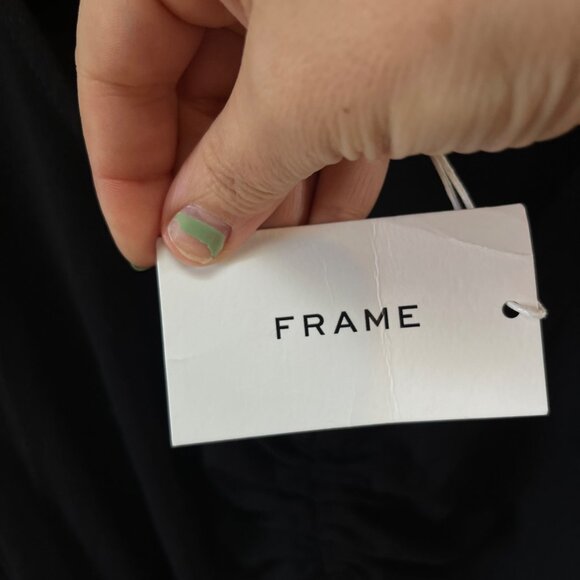 Frame Agnes Ruched Knit Top Noir Black Size L - Picture 5 of 7